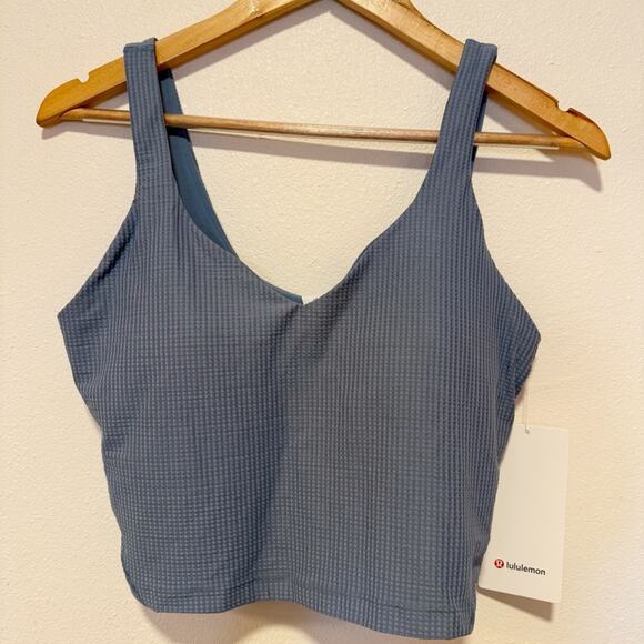 Lululemon NEW Scoop Neck Yoga Tank Grid Texture UTYB Utility Blue size 10 - Picture 1 of 7